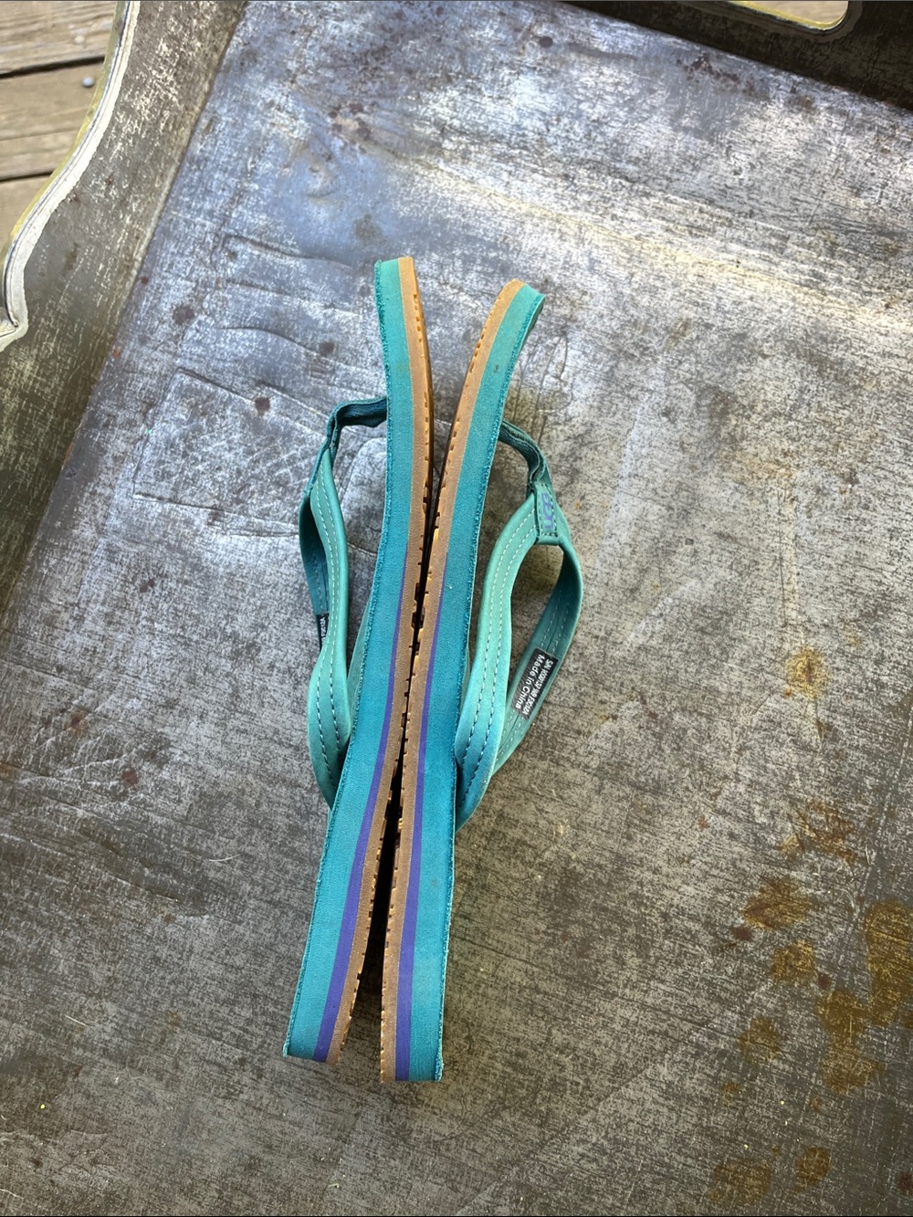 UGG Teal Suede Flip Flop Sandals - Picture 4 of 11